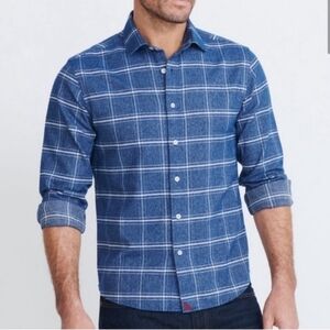 UNTUCKit Men's Blue Plaid Brignole Slim Fit‎ Button Down Flannel Shirt Sz L